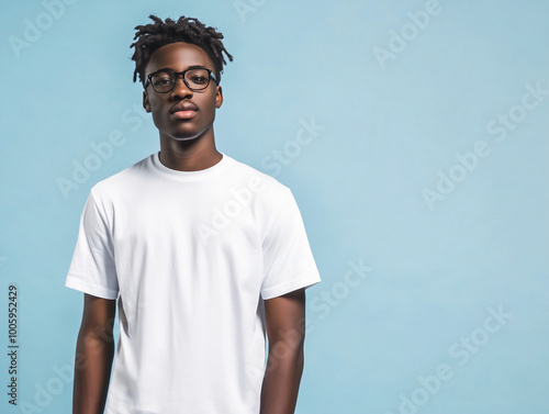 Man Standing in a white t-shirt