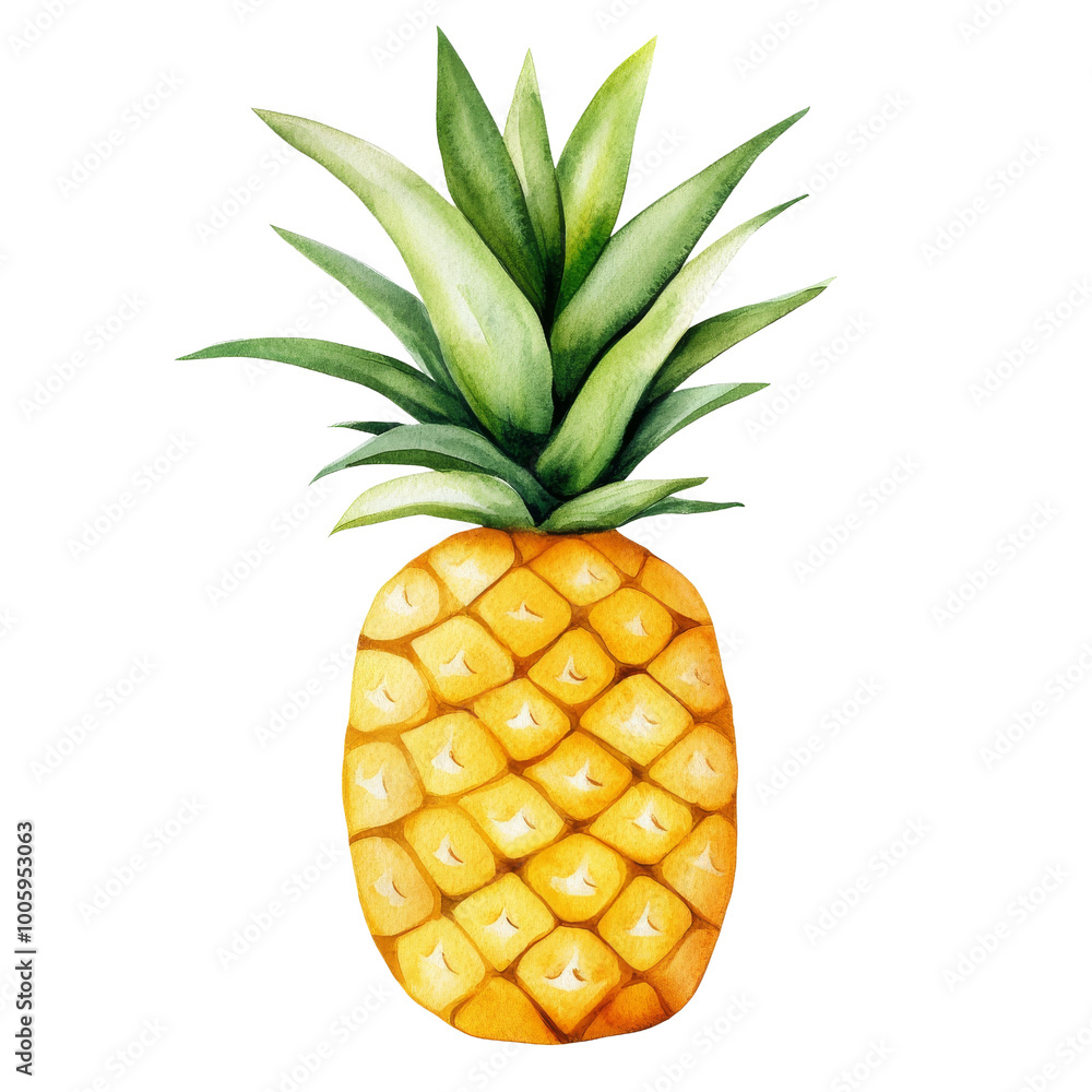 Pineapple fruit with green leaves, isolated on transparent background. Pineapple fruit with green leaves, isolated on transparent background.