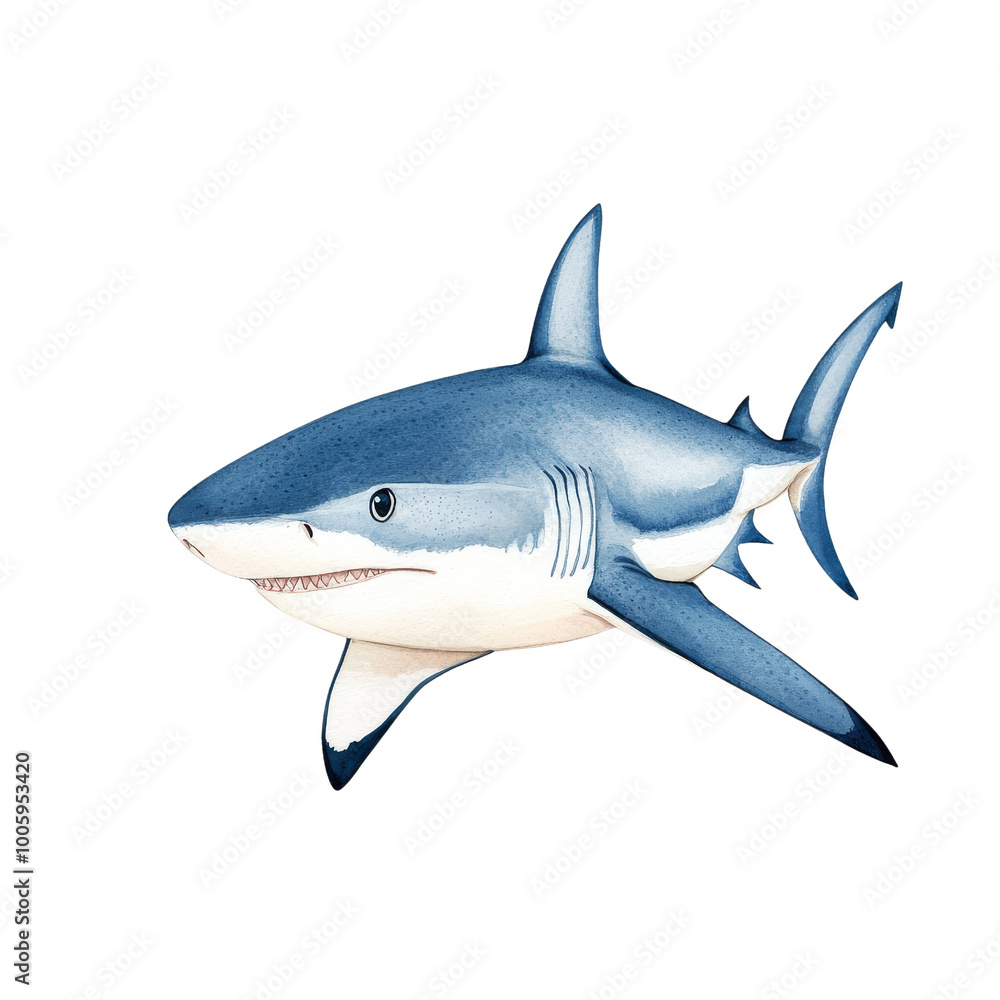 Fototapeta premium Shark illustration, transparent background.