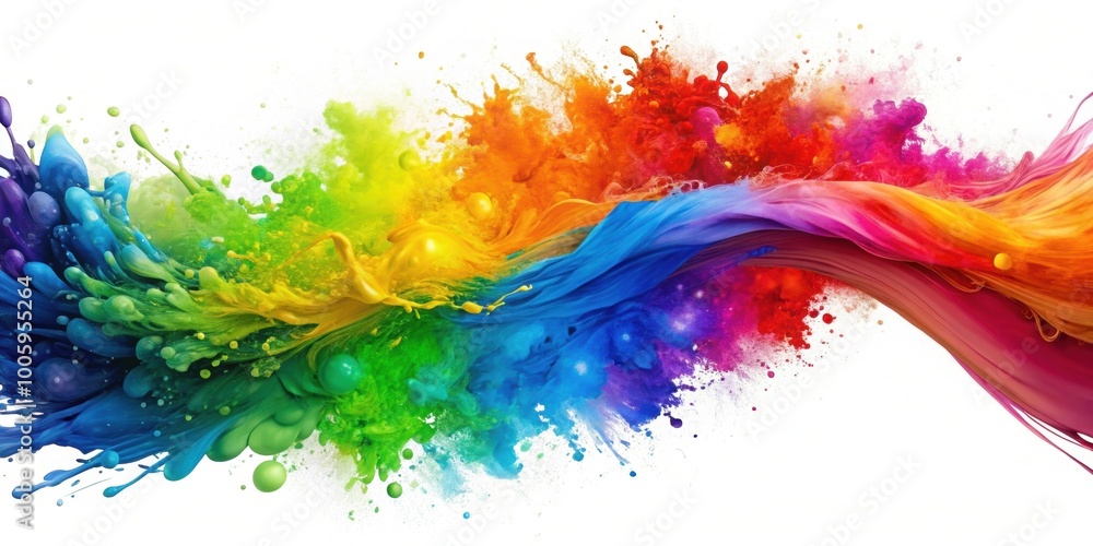 Abstract rainbow paint explosion with multicolored splashing swirls on a white background, rainbow, paint, explosion Abstract rainbow paint explosion with multicolored splashing swirls on a white background, rainbow, paint, explosion