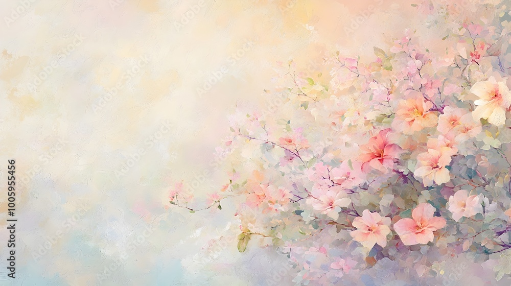 A harmonious pastel palette with delicate colors in soft hues intricate textures conveying a sense of depth and movement minimalist floral motifs in an impressionistic painting style A harmonious pastel palette with delicate colors in soft hues intricate textures conveying a sense of depth and movement minimalist floral motifs in an impressionistic painting style