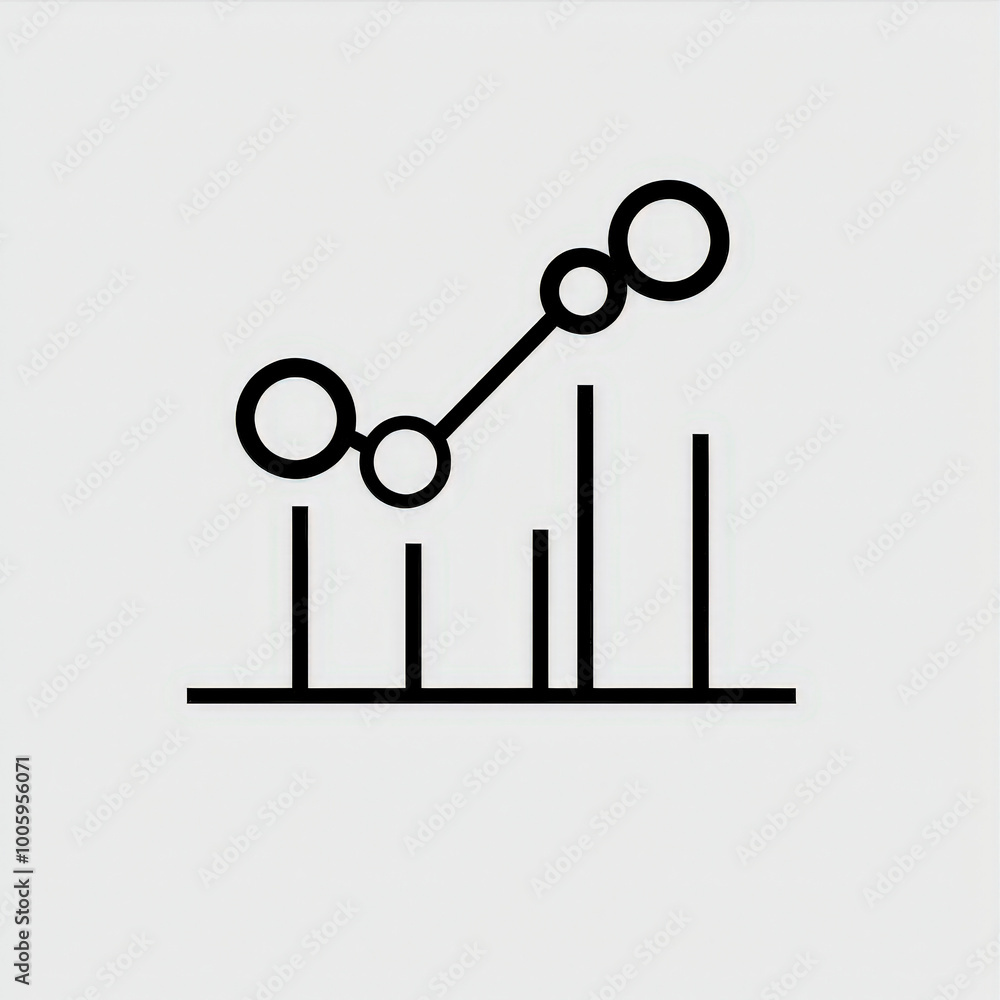Simple icon depicting data trends and bar chart on white background Simple icon depicting data trends and bar chart on white background