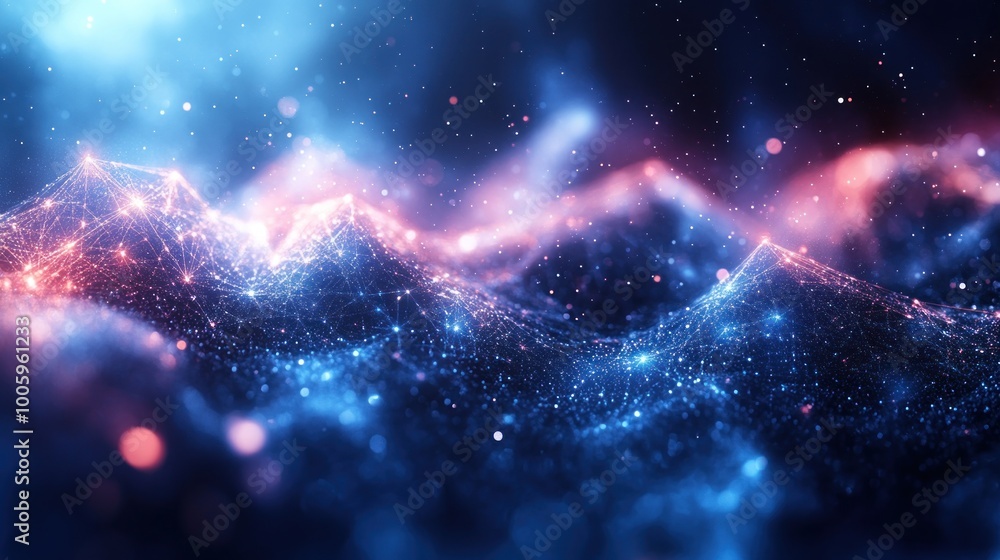 Abstract Digital Landscape with Glowing Points Abstract Digital Landscape with Glowing Points