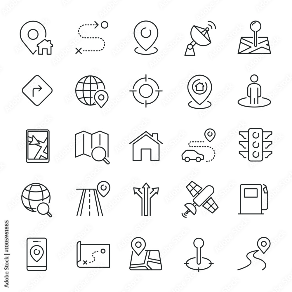 Navigation, location, map, GPS line icons. Editable stroke. For website marketing design, logo, app, template, ui, etc. Vector illustration. Navigation, location, map, GPS line icons. Editable stroke. For website marketing design, logo, app, template, ui, etc. Vector illustration.