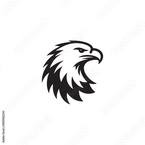 Abstract Eagle or Hawk Head Vector Isolated on White - Mascot and Branding Template.