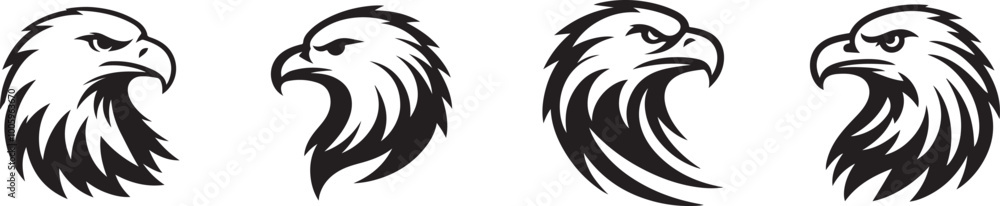 Eagle Head set Isolated on White - Vector Badge or Branding Illustration. Eagle Head set Isolated on White - Vector Badge or Branding Illustration.