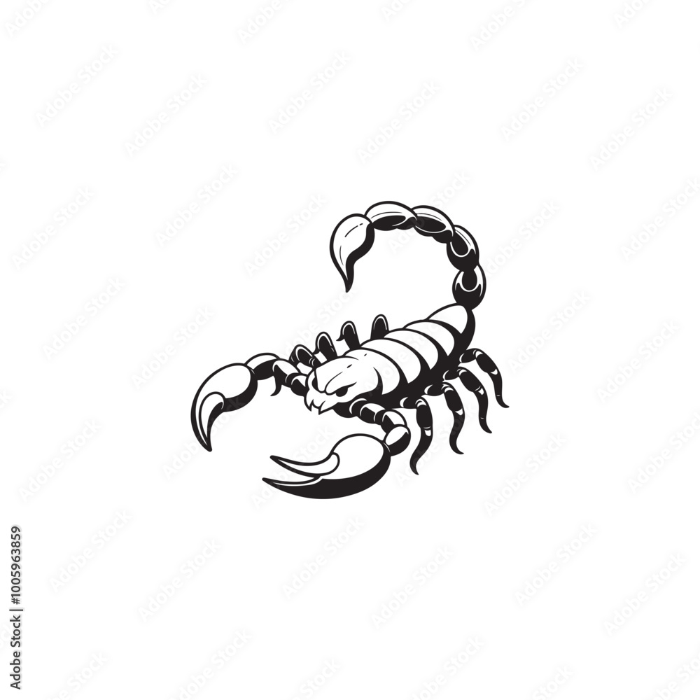 Fototapeta premium Scorpion Silhouette Isolated on White - Vector Template for Mascot & Branding. scorpion silhouette vector illustration. Vector illustration.