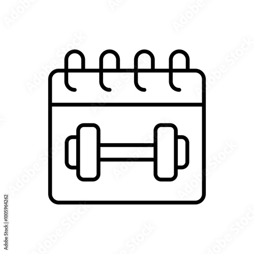Weightlifting schedule outline icons, minimalist vector illustration ,simple transparent graphic element .Isolated on white background