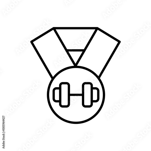 Weightlifting medal outline icons, minimalist vector illustration ,simple transparent graphic element .Isolated on white background
