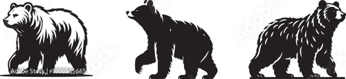 Grizzly or Polar Bear Silhouette Icon - Flat Vector for Wildlife Apps. Vector illustration.