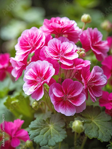 Bright Geranium Cluster in a Garden