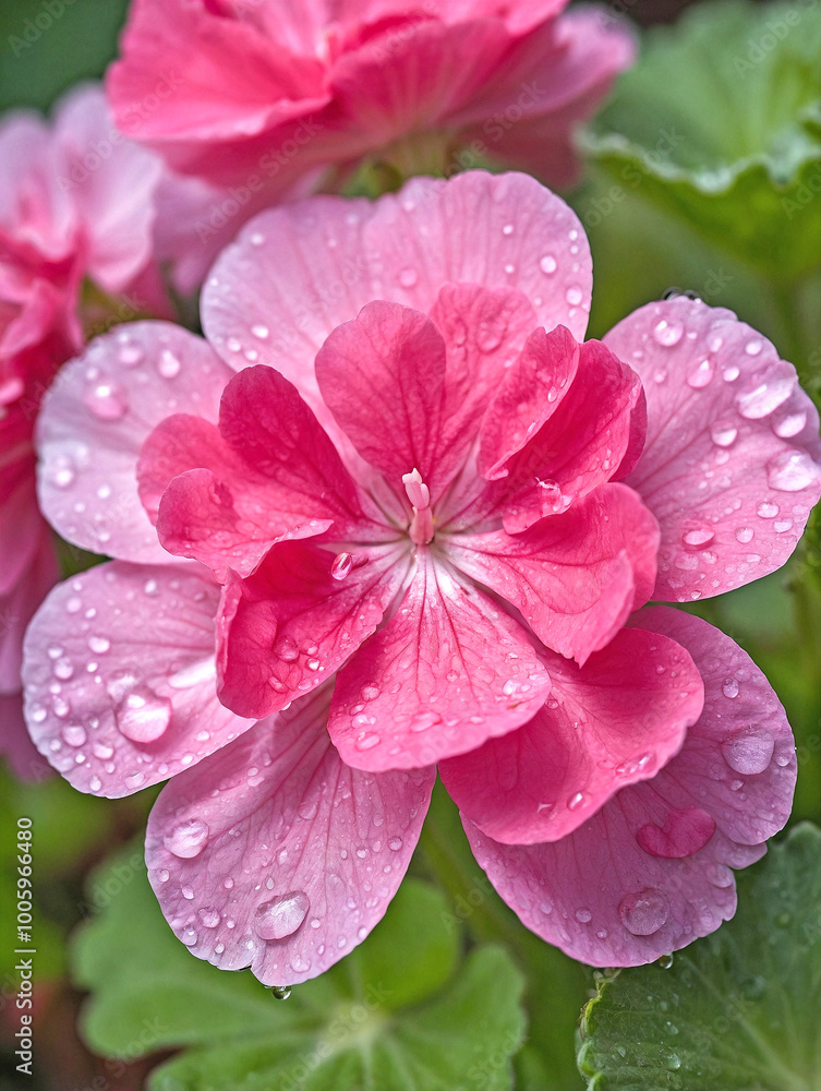 Pink Geranium with Dew Drops Pink Geranium with Dew Drops