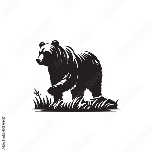 Grizzly and Polar Bear Silhouette Icon - Flat Design for Animal Apps. Vector illustration.