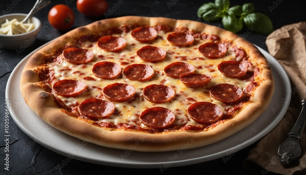 pizza with pepperoni and tomatoes pizza with pepperoni and tomatoes