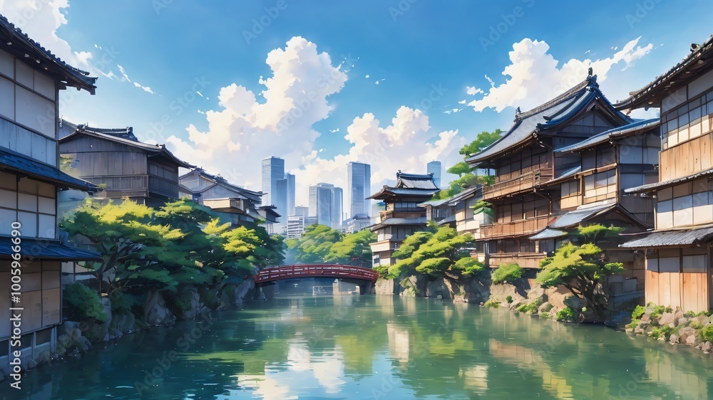 Obraz premium anime japan summer background