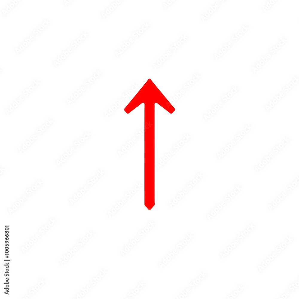 Red upward arrow on black background representing direction, isolated on transparent background, Generative AI Red upward arrow on black background representing direction, isolated on transparent background, Generative AI