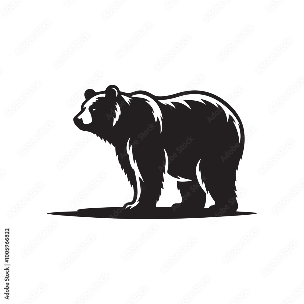 Fototapeta premium Flat Vector Grizzly and Polar Bear Silhouette Icon for Wildlife Websites. Vector illustration.