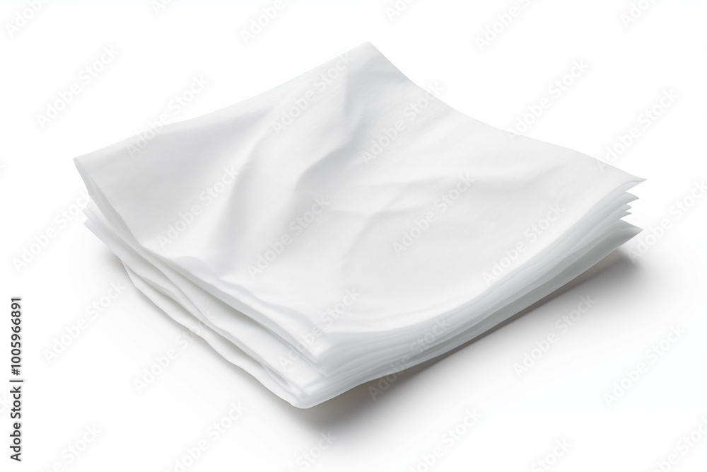 Top view of white paper napkin isolated on white background. Generative ai Top view of white paper napkin isolated on white background. Generative ai