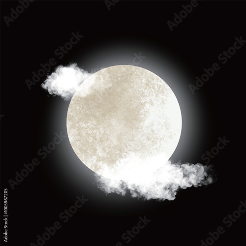 full moon glow illustration material