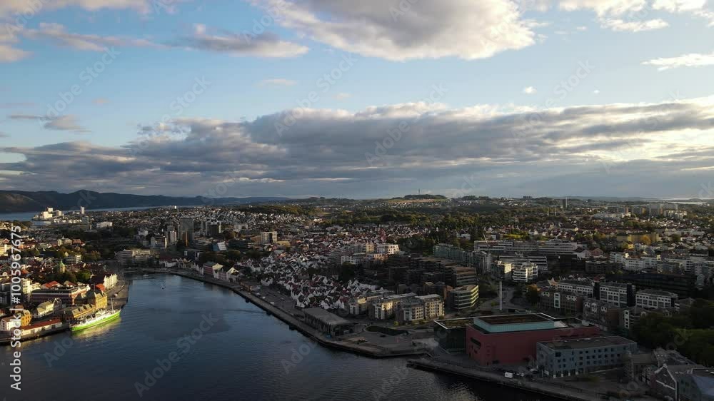 Aerial Drone Shot Over the Cityscape of Stavanger, Norway Aerial Drone Shot Over the Cityscape of Stavanger, Norway