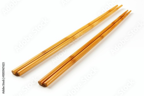 Wooden chopsticks isolated on white background. Generative ai