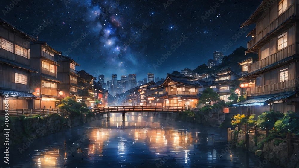 Naklejka premium anime japan summer background