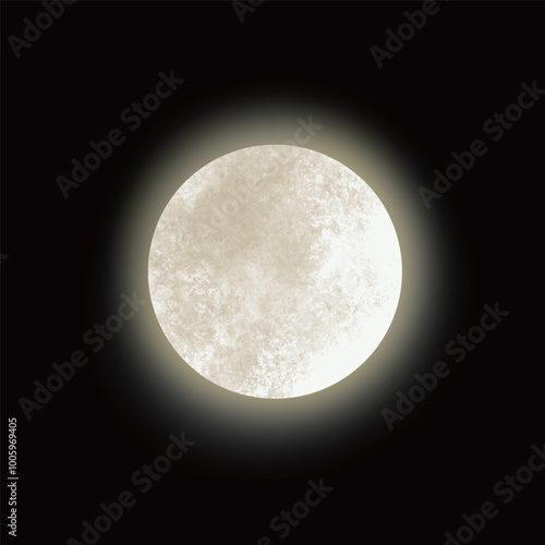 full moon glow illustration material
