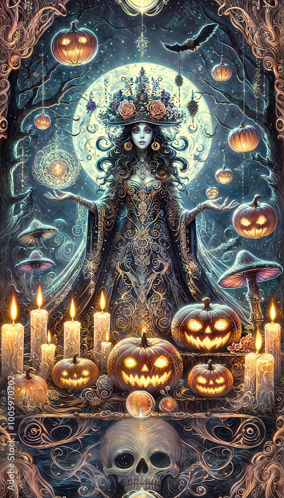 Fototapeta premium The Enchantress of Pumpkins (Halloween Edition)