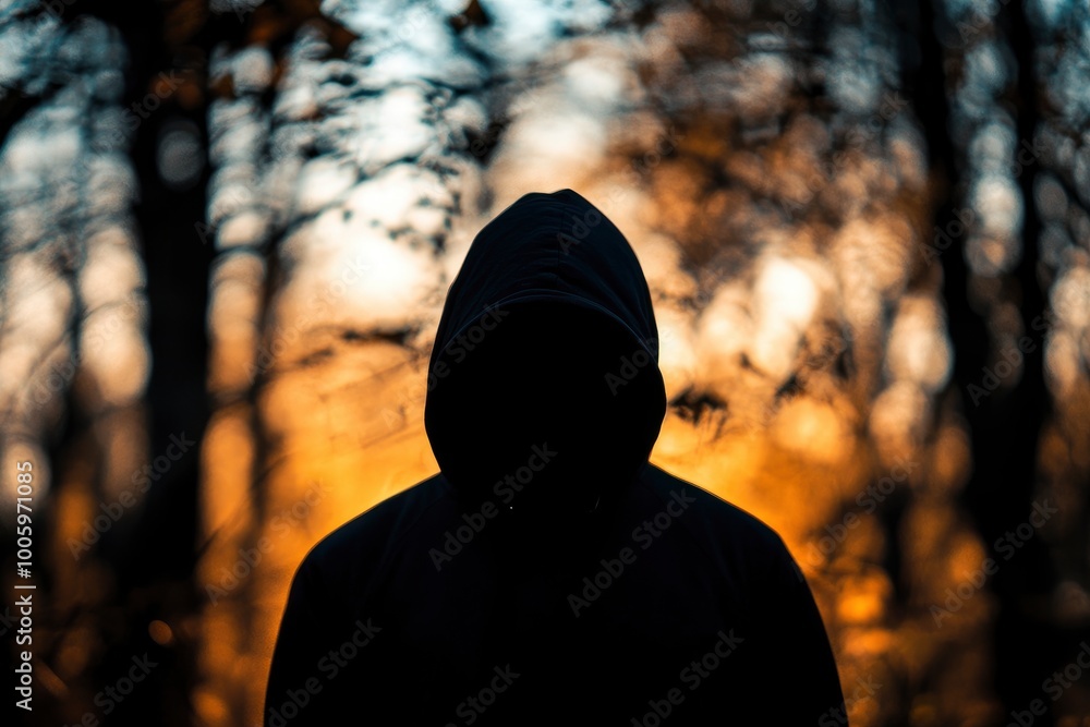 Silhouette of man in hoody background - generative ai Silhouette of man in hoody background - generative ai