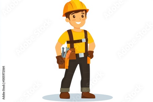 flat illustration of a plumber with tools