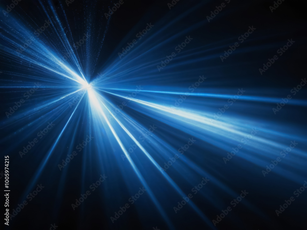 Naklejka premium Blue Laser Light Rays on Black Background. Overlay