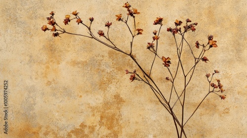 A dried floral arrangement against a textured, warm-toned background.