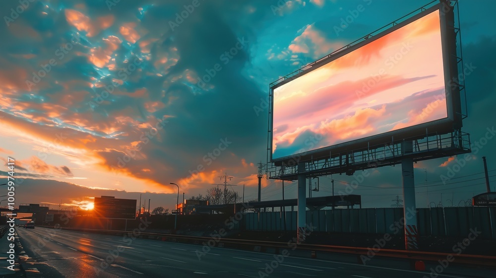 Obraz premium A blank billboard positioned along a busy highway