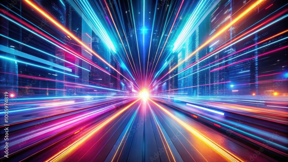 Abstract speed light trails effect path on a futuristic neon background creating a virtual reality motion effect Abstract speed light trails effect path on a futuristic neon background creating a virtual reality motion effect