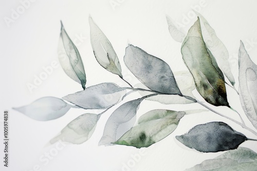 Simple plant decoration with delicate watercolor brushstrokes photo