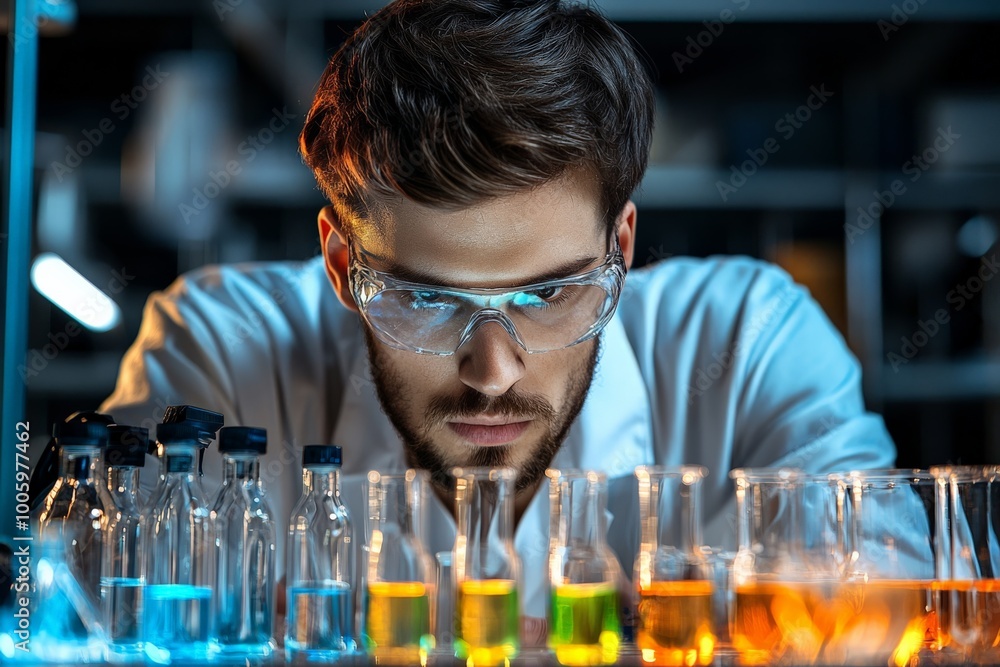 Product developer testing a new product in a lab environment, focused on quality assurance, modern tech tools visible Product developer testing a new product in a lab environment, focused on quality assurance, modern tech tools visible