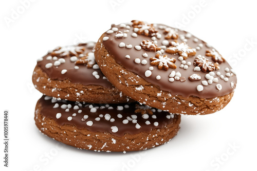 Lebkuchen, Weihnachtsgebäck isoliert auf weißem Hintergrund, erstellt mit generativer KI