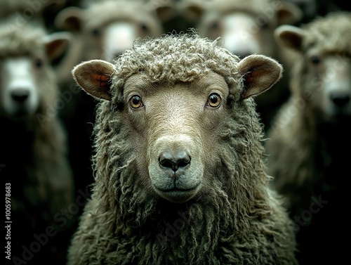 Close-Up Portrait of a Sheep with a Gentle Expression