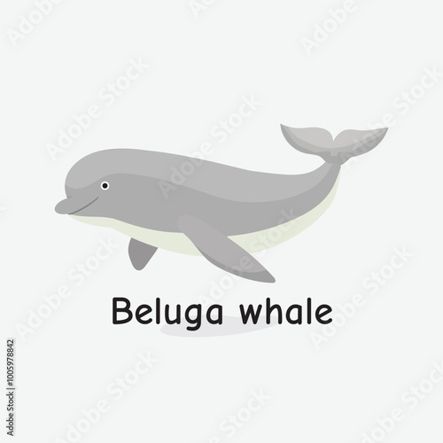 Beluga Whale Vector Illustration: Arctic Marine Mammal
