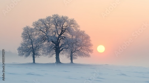 minimalistic winter landscape. winter background in minimalist style photo