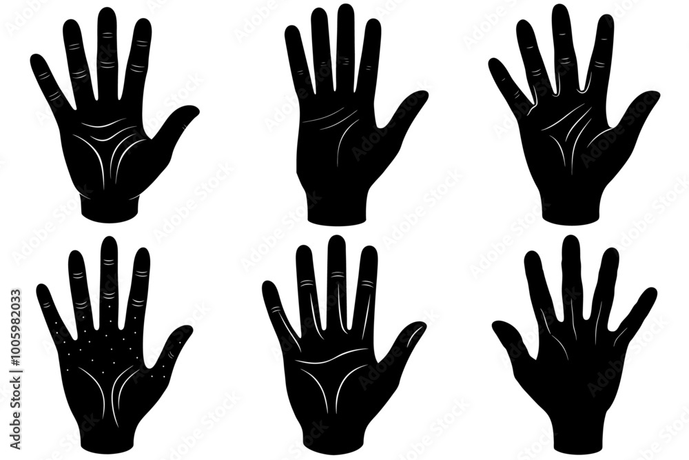 Human hand palm silhouette vector art and illustration Human hand palm silhouette vector art and illustration