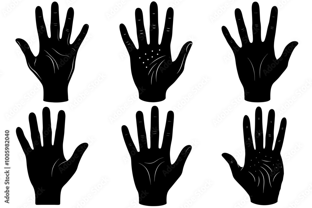 Human hand palm silhouette vector art and illustration Human hand palm silhouette vector art and illustration
