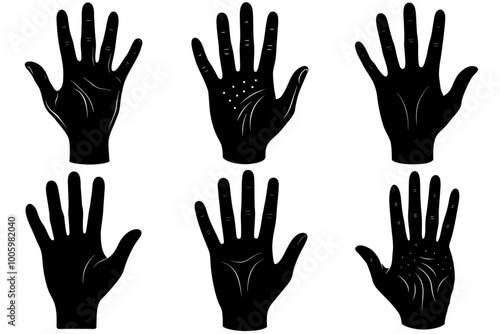 Human hand palm silhouette vector art and illustration