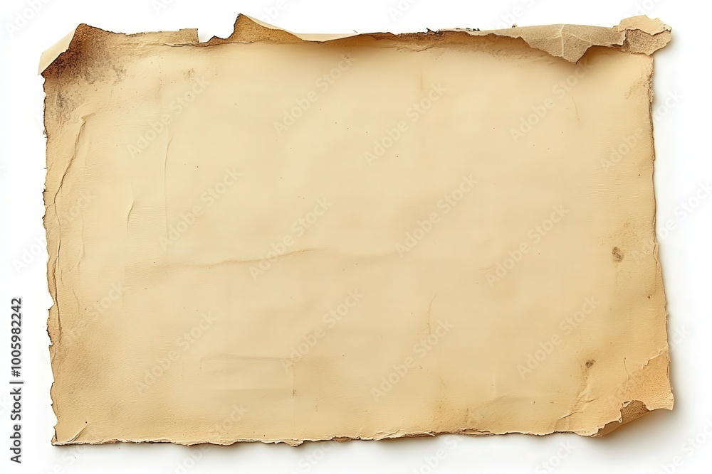 Fototapeta premium Vintage Blank Paper with Worn Edges Isolated Background
