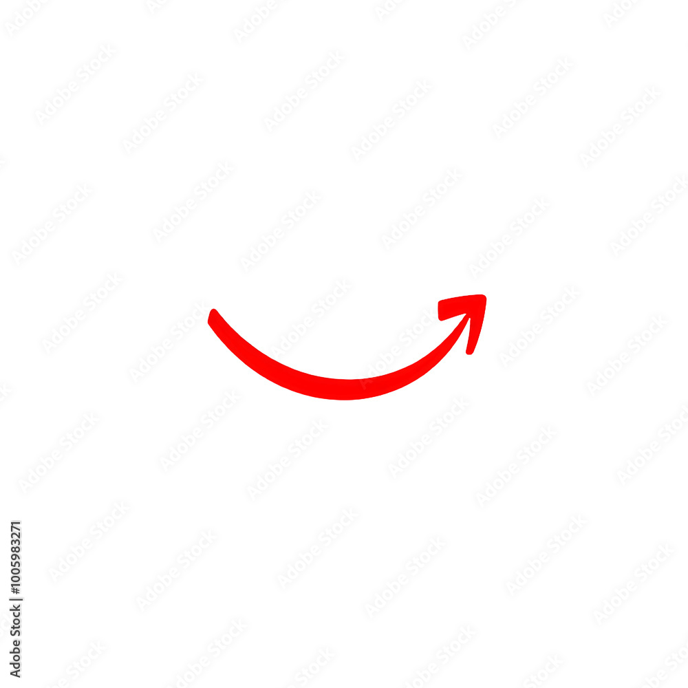 Curved red arrow pointing upward and right, isolated on transparent background, Generative AI Curved red arrow pointing upward and right, isolated on transparent background, Generative AI