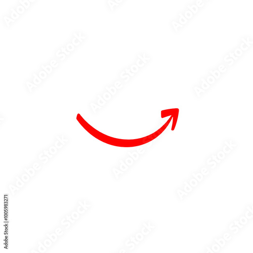 Curved red arrow pointing upward and right, isolated on transparent background, Generative AI