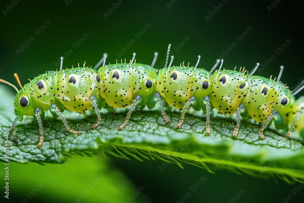 Green Caterpillar on Leaf Green Caterpillar on Leaf