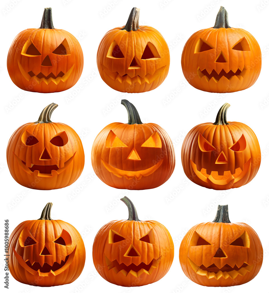 Collection of the Halloween Pumpkins, a PNG file of isolated, cut-out objects with a transparent background. Jack o Lantern Pumpkin with spooky faces. Halloween pumpkins collection. Collection of the Halloween Pumpkins, a PNG file of isolated, cut-out objects with a transparent background. Jack o Lantern Pumpkin with spooky faces. Halloween pumpkins collection.