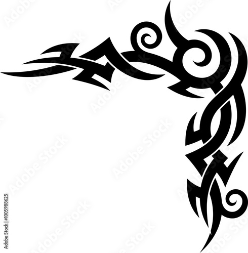 Tribal Celtic or Maori tattoo ornament with Polynesian art pattern, abstract vector template. Hawaiian or Polynesian tribal tattoo of black intricate decoration with Maori or Celtic gothic ornament