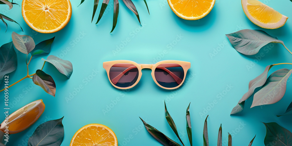 Naklejka premium Tropical Fruit Festivity on a Bright and Vibrant Background